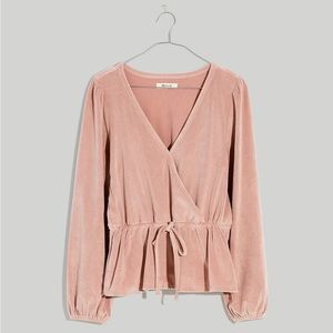 Madewell Velour Corduroy Tie-Front Faux-Wrap Top NEW W/TAGS